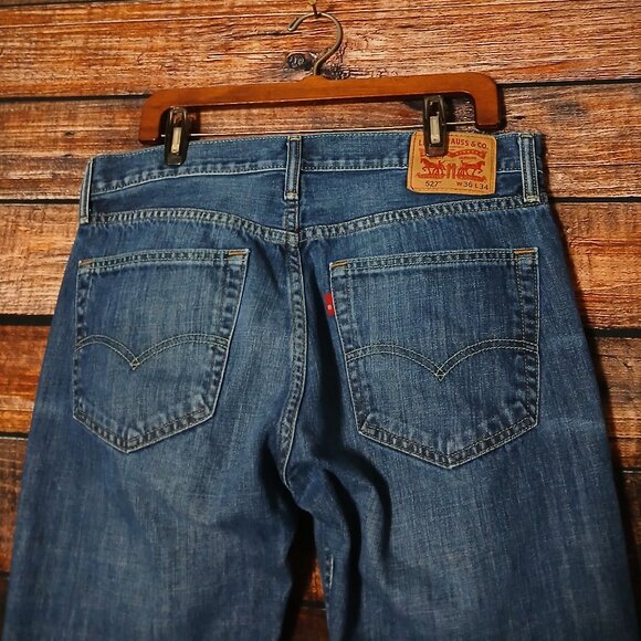 Levi's Jeans 527 Mens 36X34 Slim Boot Cut Bedside Blues 100% Cotton Blue Denim - Picture 5 of 9